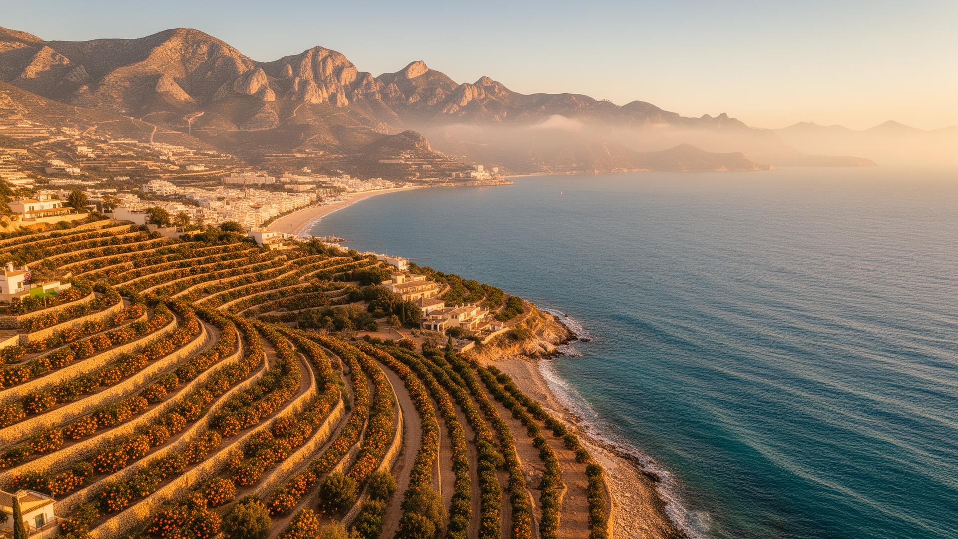 Costa mediterránea valenciana con bancales de cítricos